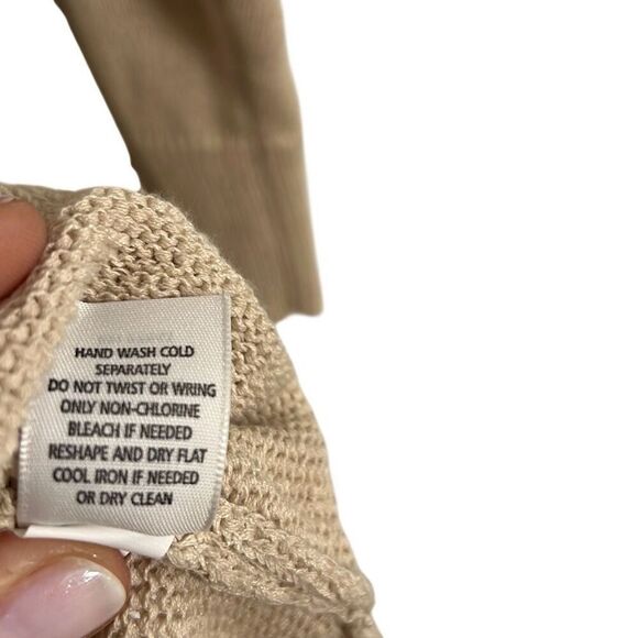 J. Jill Linen Blend Embroidered Palm Tree Button Front Cardigan Cream Size Small - Picture 9 of 11